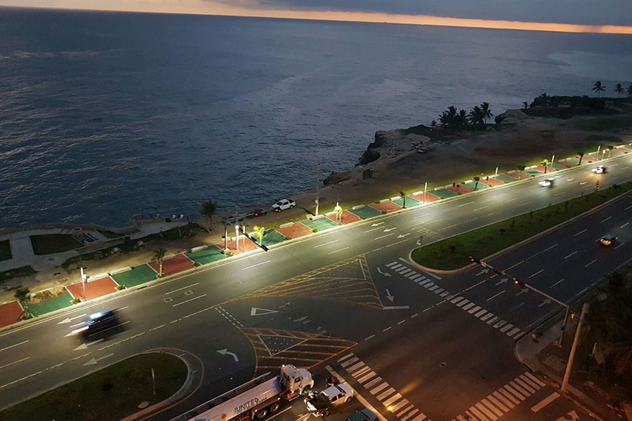 150W Street Lighting Installed Seaside Highway,Santo Domingo, Dominican Republic